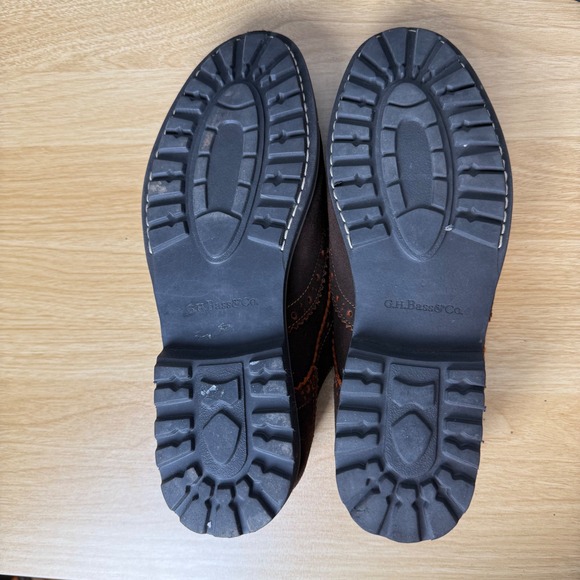 GH Bass Kory Wingtip Oxford Mens 10.5 Brown Suede Good Orange Contrast Stitch - Picture 7 of 9